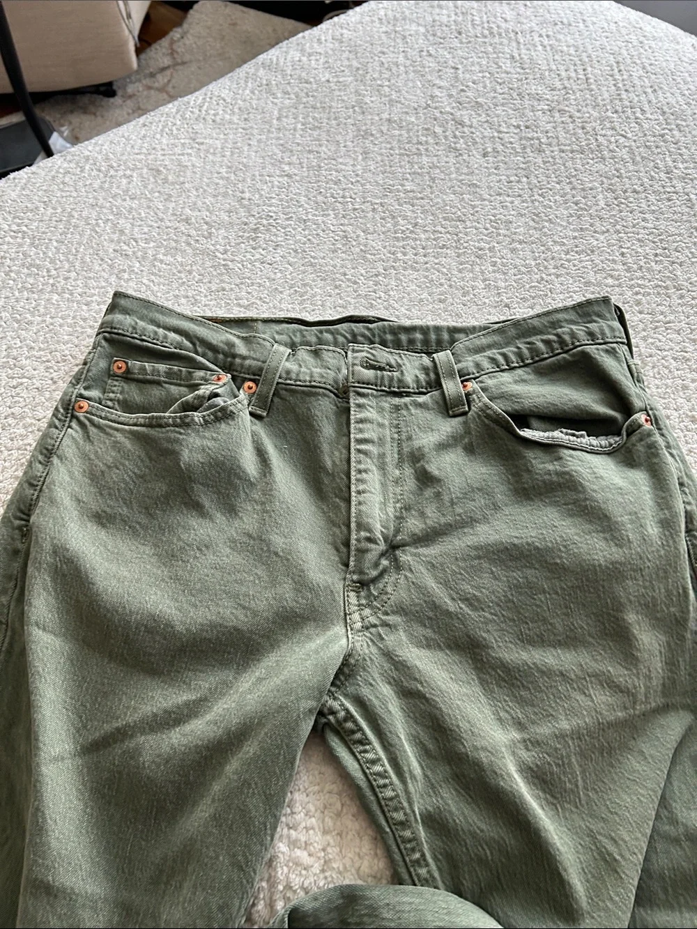 Levi's Olive Green Straight-Leg Denim Pants